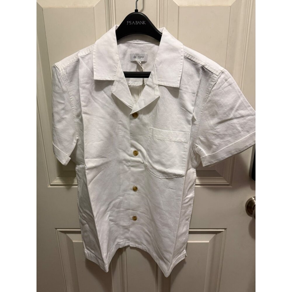 AG Los Angeles White Short-Sleeve Button-Up Shirt M 100% Cotton Made In India